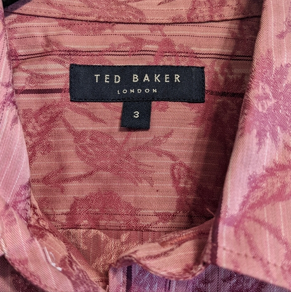 Ted Baker London Pink Floral Print Button Down Shirt Men's Size 3 EUC - Picture 3 of 8